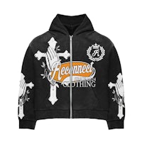 a black hoodie with a cross on it